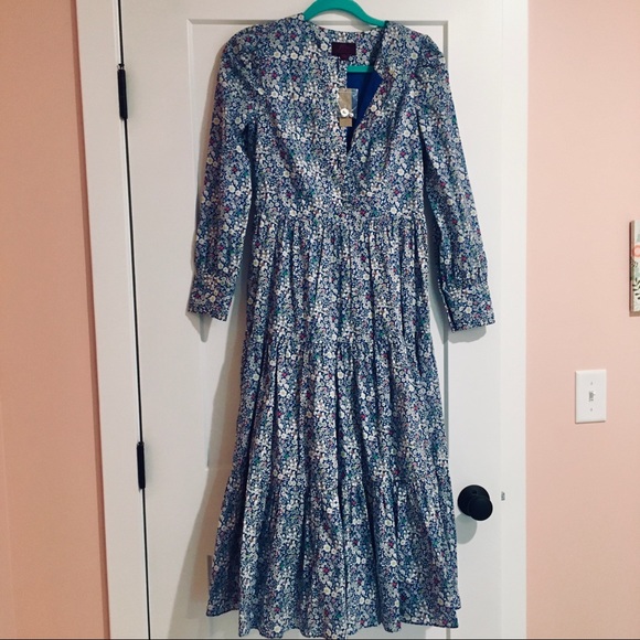 🏷 New J Crew Liberty floral long tiered dress 0 - Picture 7 of 7